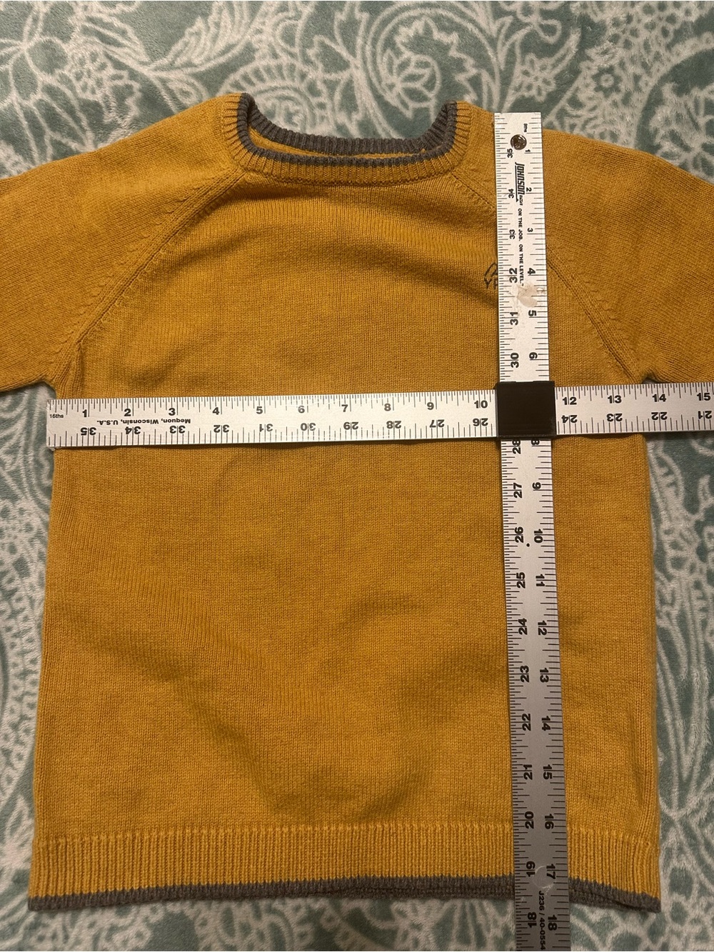 Mayoral Men's Mustard Crewneck Sweater with Contrast Trim - Picture 6 of 6